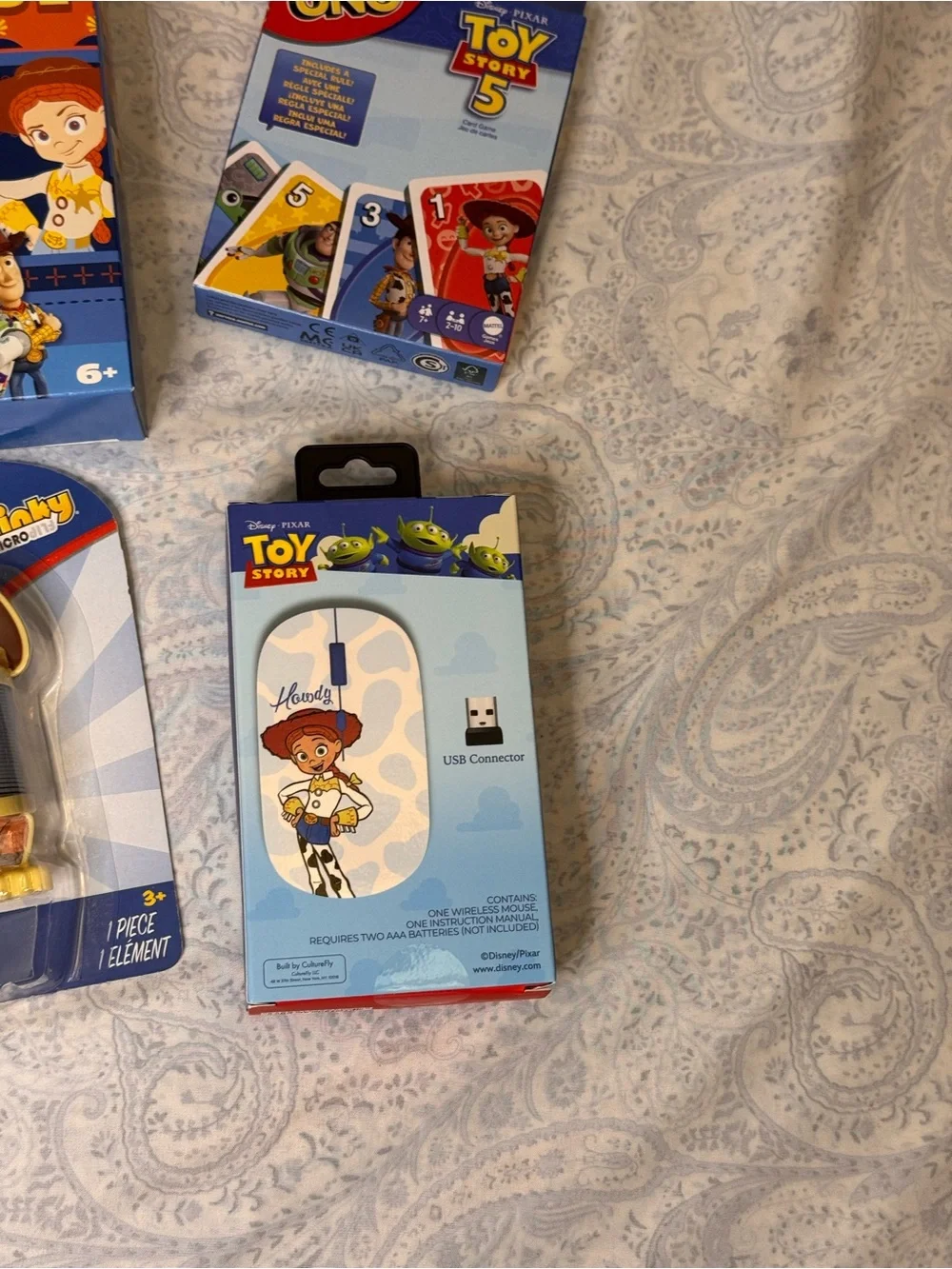 Toy Story 5 Puzzle, Slinky Dog Mini, Uno game and Jessie Wireless Mouse